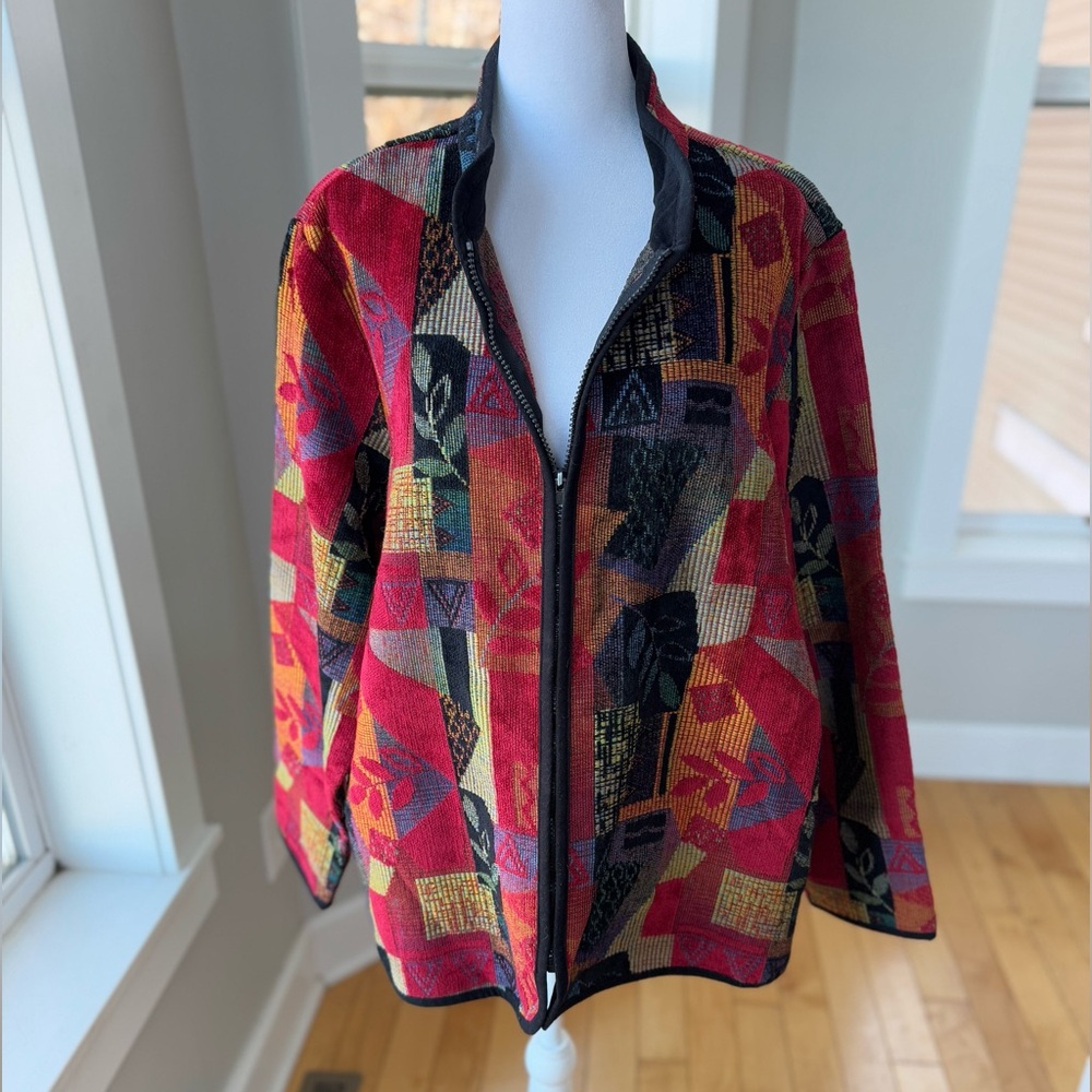 Vintage Coldwater Creek Colorful Tapestry Jacket Size 2X - Picture 6 of 12